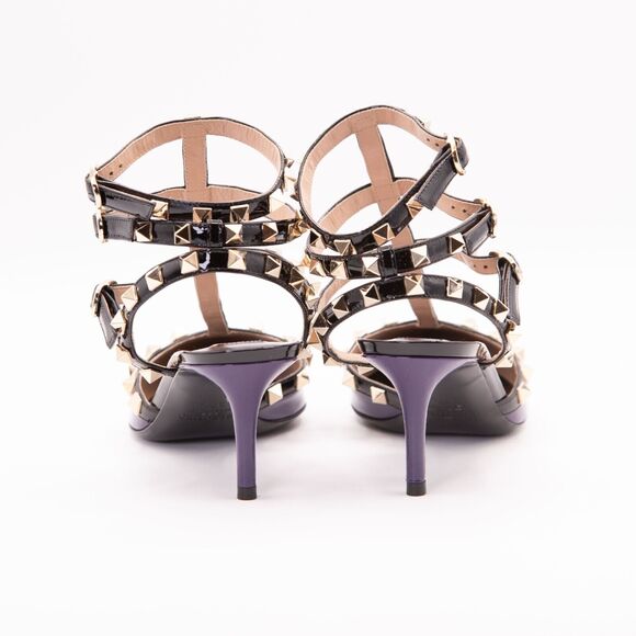 VALENTINO GARAVANI Rockstud Caged Mid Heel EU 37.5/US 7.5 Purple/Black - Picture 4 of 11